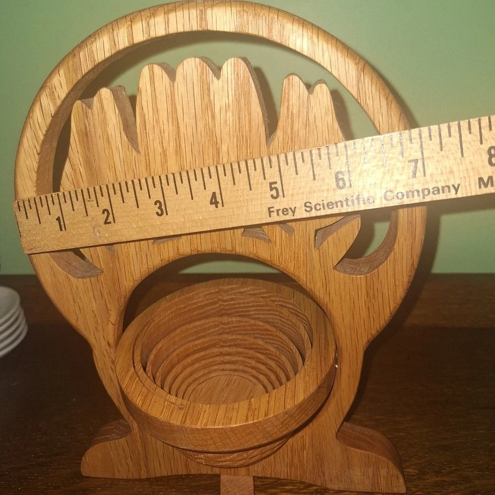 Carved Wood Tulips Collapsible Bowl Flower Basket Folds Flat Country Dutch